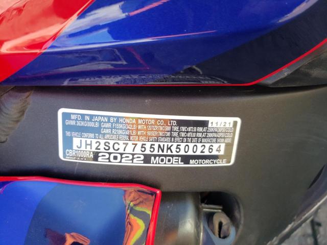2022 HONDA CBR1000 RA JH2SC7755NK500264