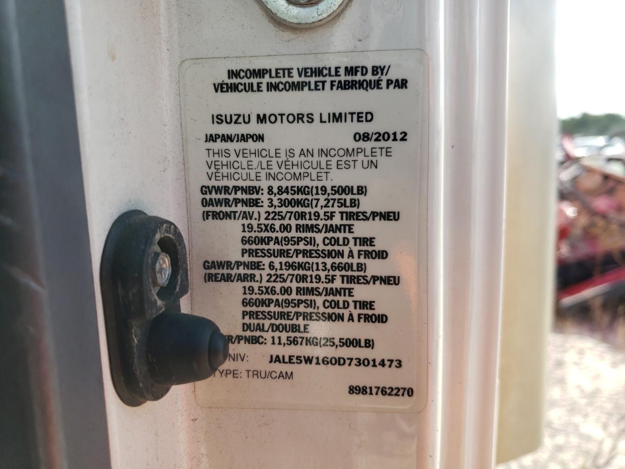 2013 Isuzu Nrr VIN: JALE5W160D7301473 Lot: 81453104