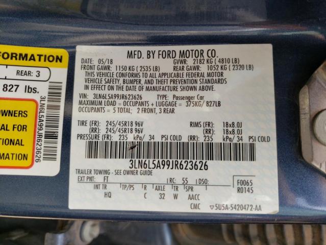 2018 LINCOLN MKZ PREMIE 3LN6L5A99JR623626
