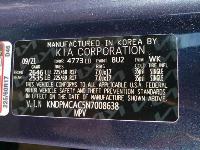 KNDPMCAC5N7008638 KIA Sportage Lx