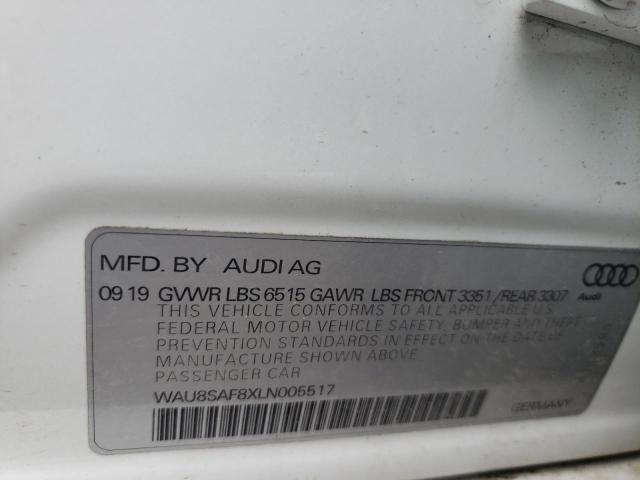 2020 AUDI S8 WAU8SAF8XLN005517