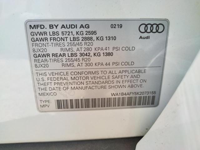 2019 AUDI SQ5 PREMIU WA1B4AFY5K2073155