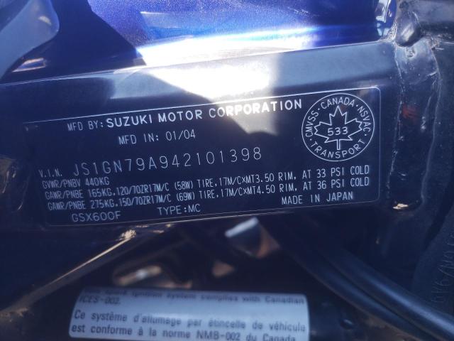 2004 SUZUKI GSX600 F JS1GN79A942101398