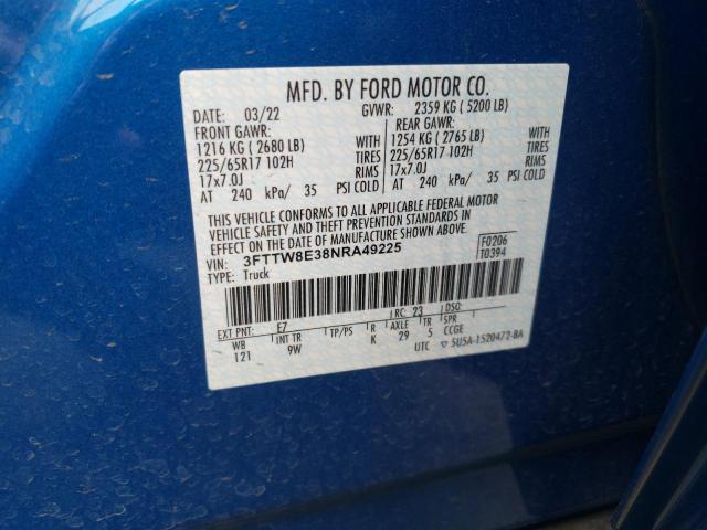 2022 FORD MAVERICK X 3FTTW8E38NRA49225