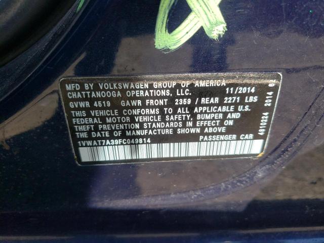 2015 VOLKSWAGEN PASSAT S - 1VWAT7A39FC049814