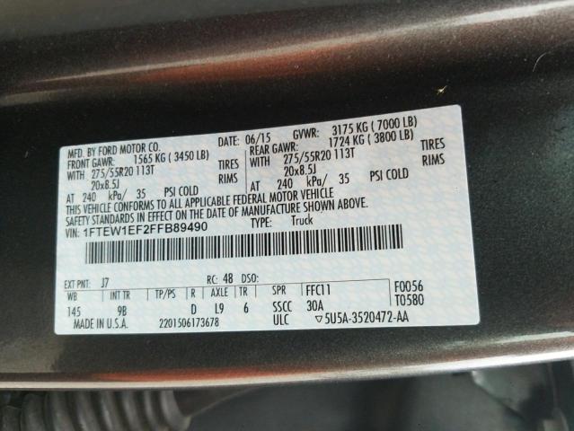 2015 FORD F150 4WD 1FTEW1EF2FFB89490