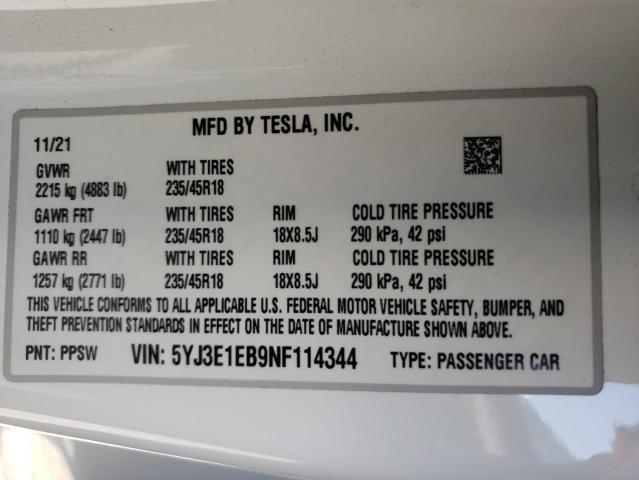 Фото: 5YJ3E1EB9NF114344 - 10