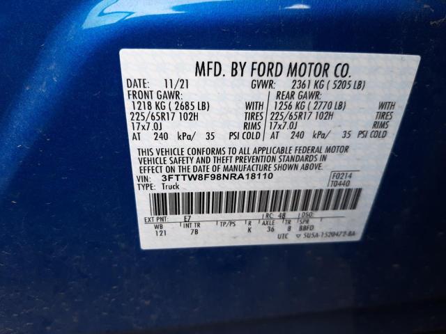 2022 FORD MAVERICK X 3FTTW8F98NRA18110
