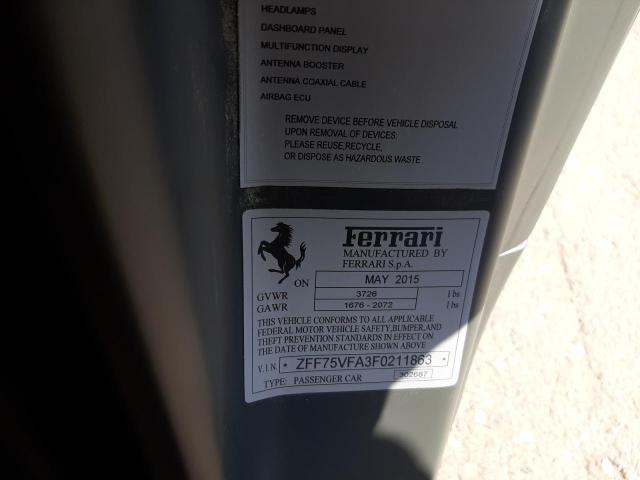 2015 FERRARI 458 SPECIA ZFF75VFA3F0211863