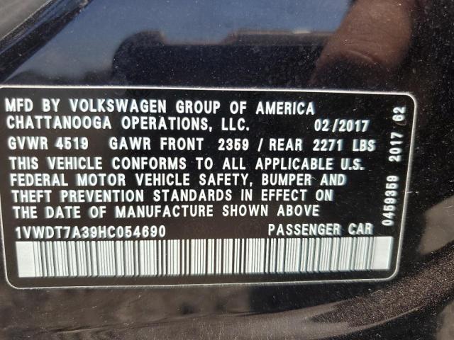 2017 VOLKSWAGEN PASSAT R-L - 1VWDT7A39HC054690