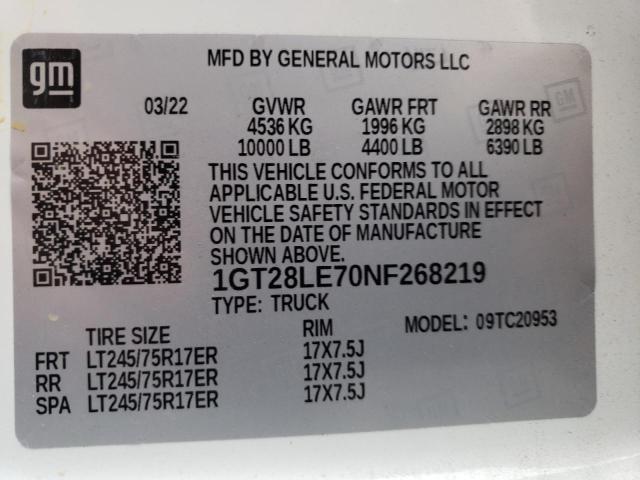 2022 GMC SIERRA C25 1GT28LE70NF268219