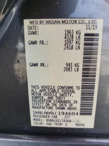 1N4BL4BV0LC194604 Nissan ALTIMA S