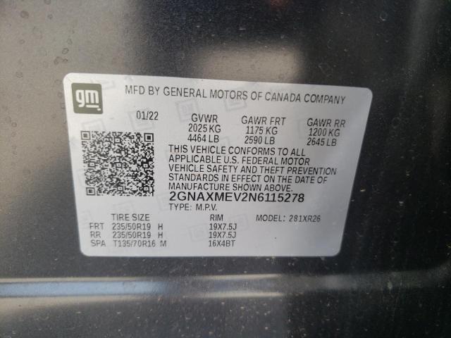 2022 CHEVROLET EQUINOX RS 2GNAXMEV2N6115278