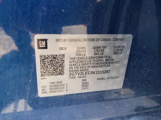 2019 GMC SIERRA LIM 2GTV2LEC0K1115287