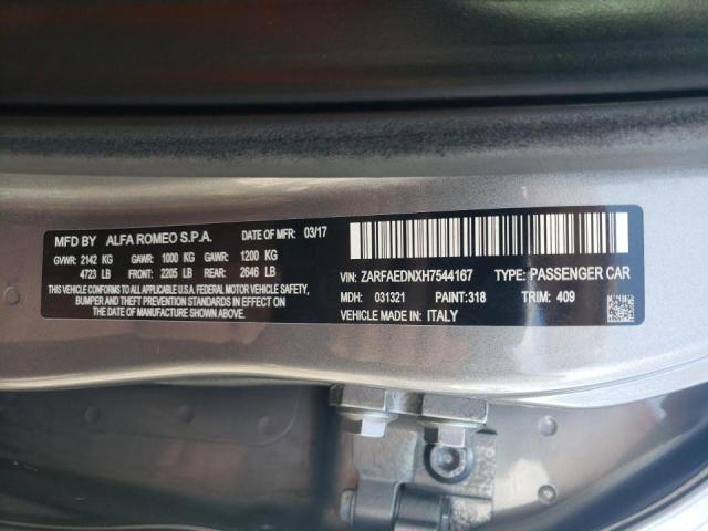 2017 ALFA ROMEO GIULIA Q4 ZARFAEDNXH7544167