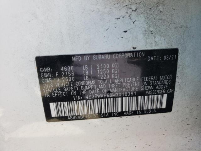 2021 SUBARU LEGACY PRE 4S3BWAF69M3018381