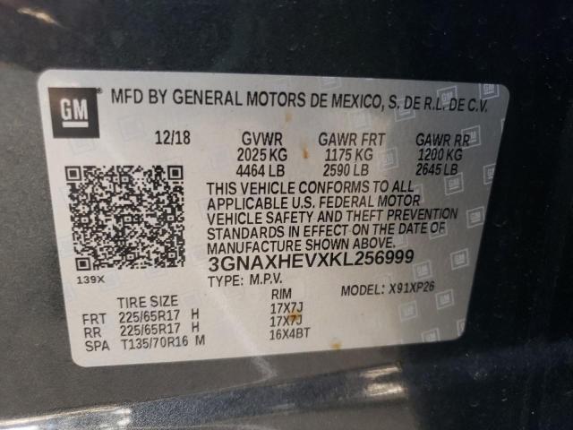 2019 CHEVROLET EQUINOX L 3GNAXHEVXKL256999