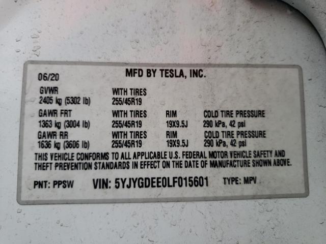 2020 TESLA MODEL Y - 5YJYGDEE0LF015601