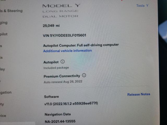 2020 TESLA MODEL Y - 5YJYGDEE0LF015601