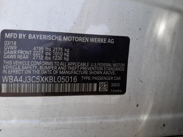 VIN WBA4J3C5XKBL05016 2019 BMW 4 SERIES no.10