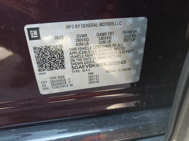 2019 BUICK ENCLAVE PR 5GAEVBKWXKJ103543