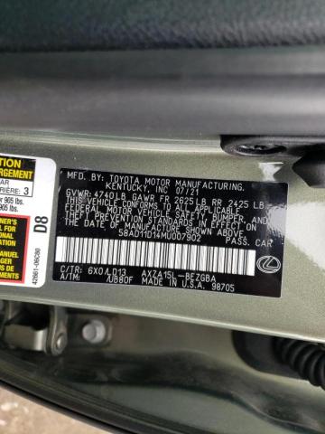 2021 LEXUS ES 250 BAS 58AD11D14MU007902