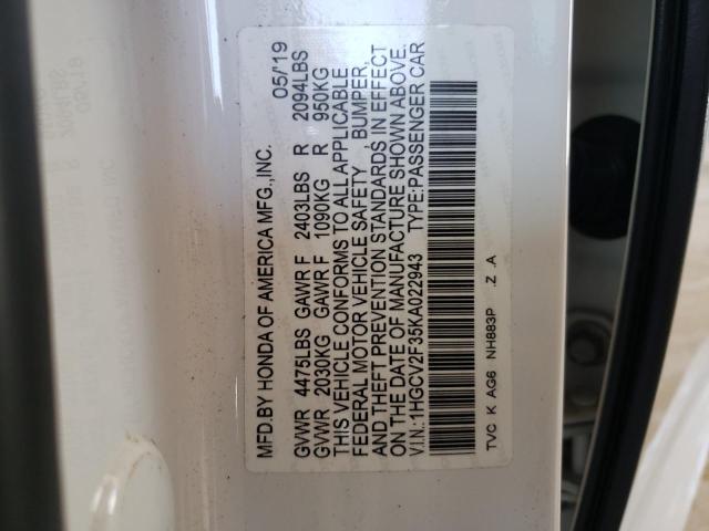 2019 HONDA ACCORD SPO - 1HGCV2F35KA022943