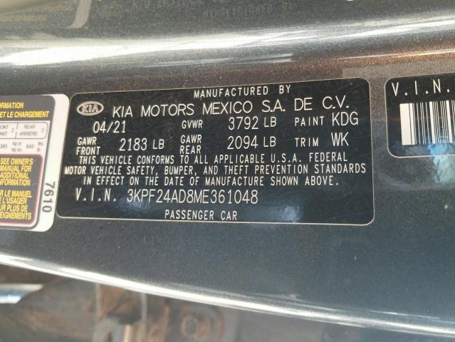 3KPF24AD8ME361048 Kia Forte  10