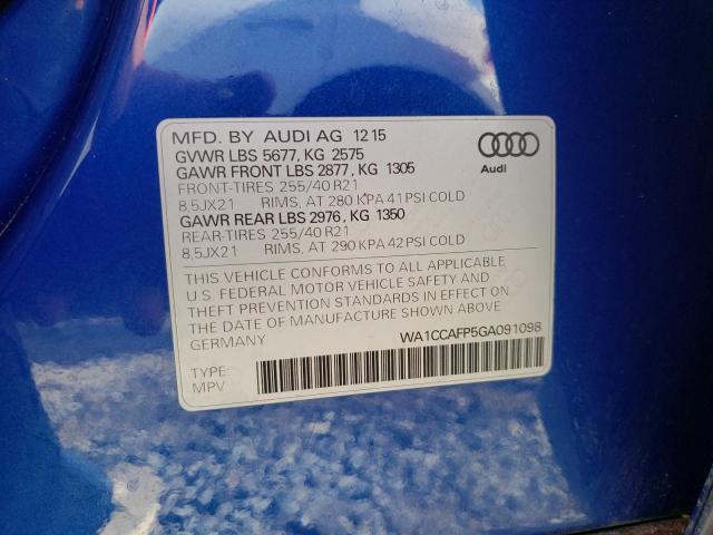 2016 AUDI SQ5 PREMIU WA1CCAFP5GA091098