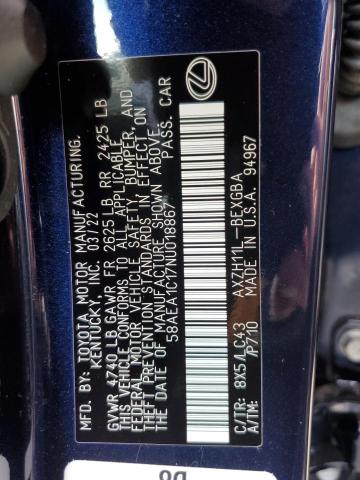 2022 LEXUS ES 300H BA 58AEA1C17NU018867