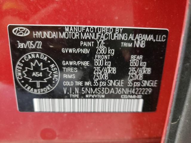 2022 HYUNDAI SANTA FE S - 5NMS3DAJ6NH422229