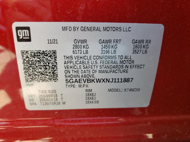 2022 BUICK ENCLAVE PR 5GAEVBKWXNJ111887