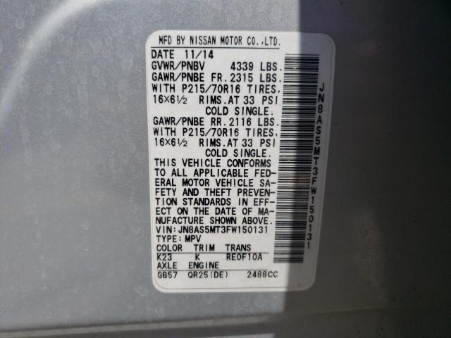 JN8AS5MT3FW150131 Nissan Rogue Select S