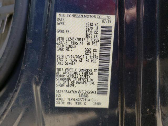 2019 NISSAN NV 3500 5BZBF0AA7KN852690