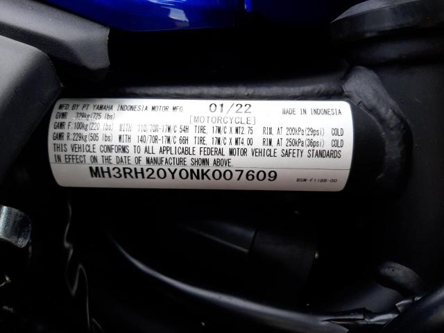 2022 YAMAHA MT-03 MH3RH20Y0NK007609