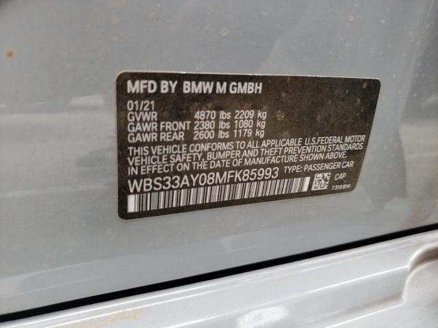 2021 BMW M3 COMPETI WBS33AY08MFK85993