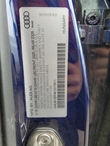 2019 AUDI S3 PREMIUM WAUB1GFF4K1017811