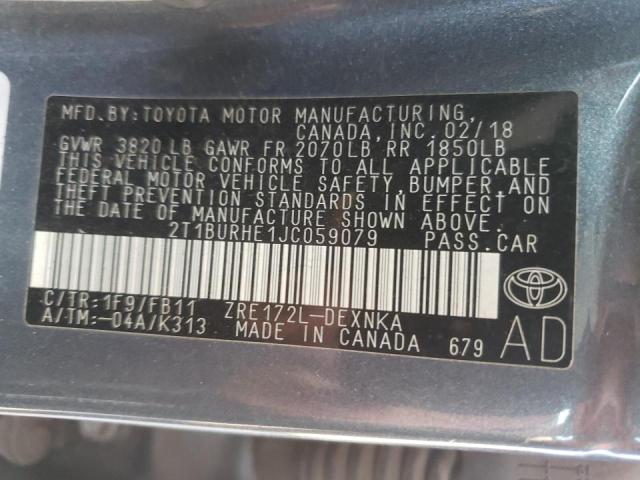 2018 TOYOTA CORROLA 2T1BURHE1JC059079