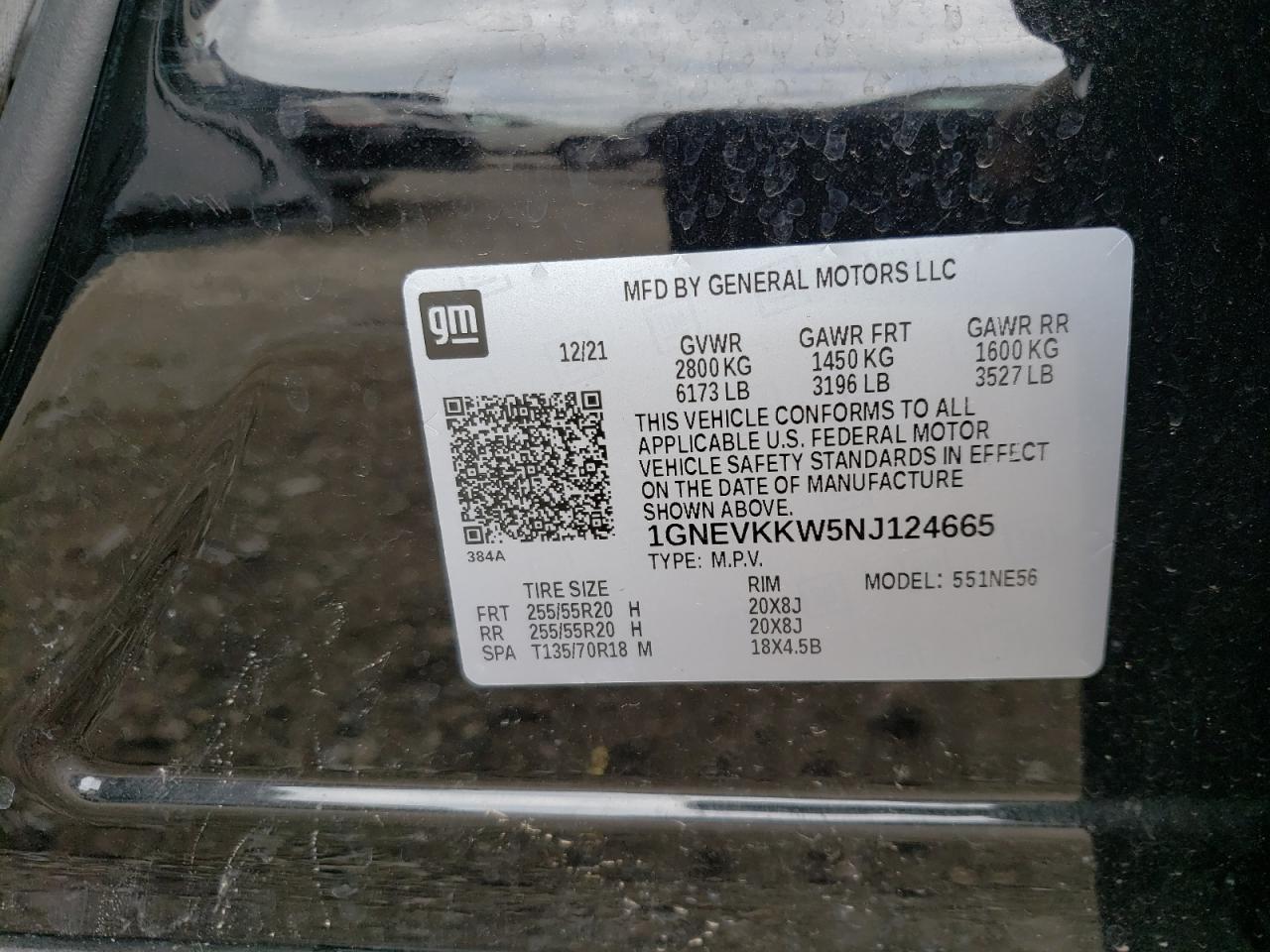 1GNEVKKW5NJ124665 CHEVROLET TRAVERSE 2022