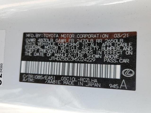 2021 LEXUS RC 350 BAS JTHDZ5BC3M5024229