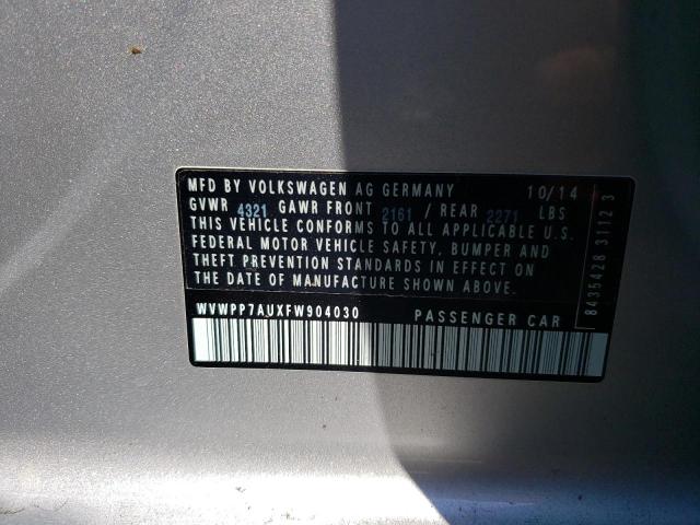 2015 VOLKSWAGEN E-GOLF SEL WVWPP7AUXFW904030