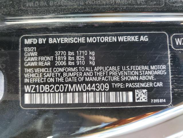 2021 TOYOTA SUPRA WZ1DB2C07MW044309