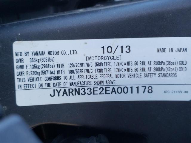 2014 YAMAHA FZ09 JYARN33E2EA001178