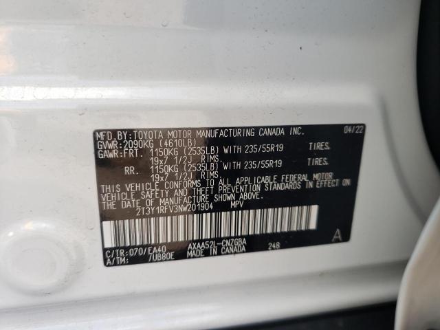 VIN 2T3Y1RFV3NW201904 2022 TOYOTA RAV4 no.10