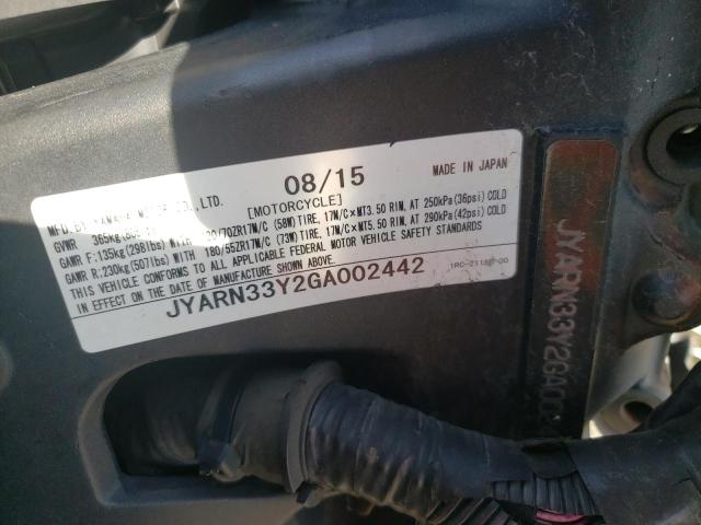 2016 YAMAHA FZ09 C JYARN33Y2GA002442