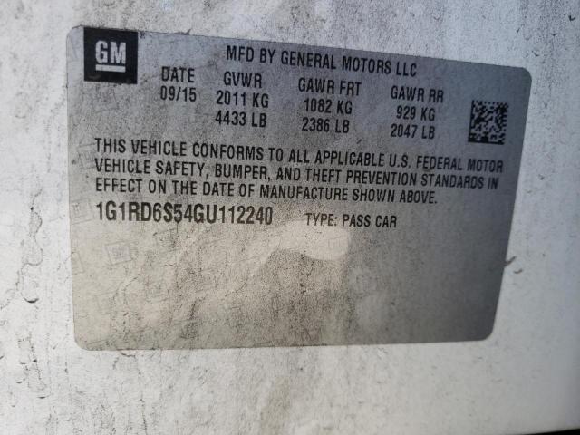 2016 CHEVROLET VOLT LTZ 1G1RD6S54GU112240