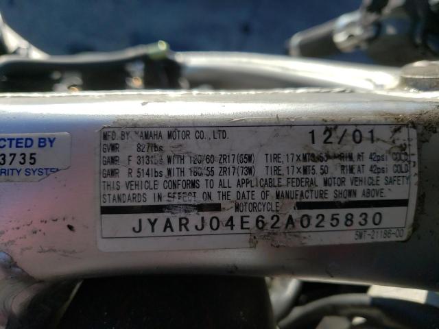 2002 YAMAHA YZFR6 L JYARJ04E62A025830