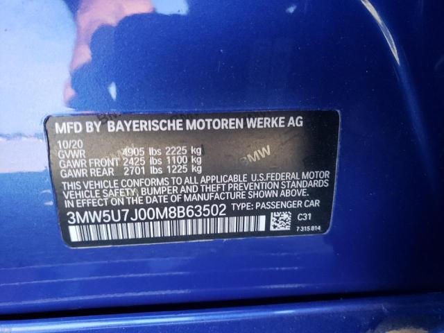 2021 BMW M340I 3MW5U7J00M8B63502