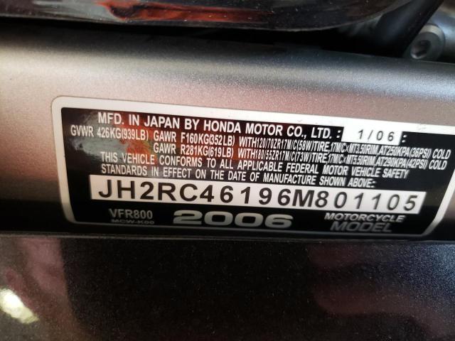 2006 HONDA VFR800 JH2RC46196M801105