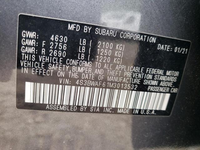 2021 SUBARU LEGACY PRE 4S3BWAF61M3013532